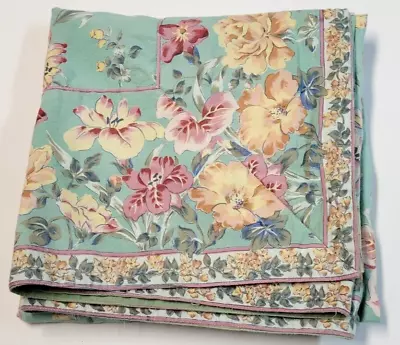 April Cornell Vintage Style Floral Tablecloth Coral Green 48 X 46  Cottage • $19.95