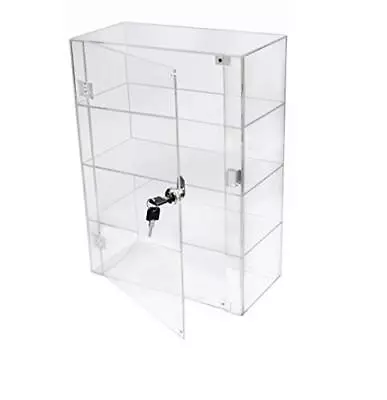 ® 1 High Gloss Clear Acrylic 3 Shelf Display Case With Front Door & • £115.99