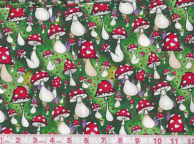 Fabric~mushrooms/ Toadstools #8~quilt Fabric Fat Quarter • $9.75