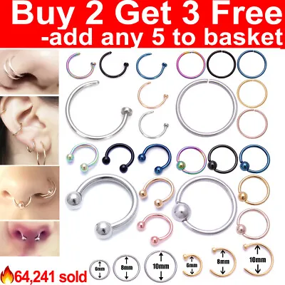 £0.99 • Buy Nose Ring Lip Nose Rings Helix Tragus Lobe Ear Piercing Ring Surgical Steel Hoop