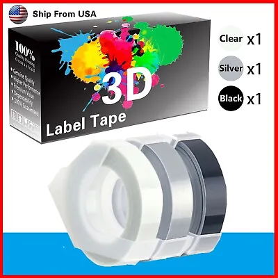 (1Clear+1Silver+1Black) LabelTape 3D Fit For Dymo Maxi 1755 Label Makers • $9.99