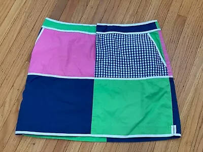 Vintage Lilly Pulitzer Woman's Sz 12 Skirt Color Block Gingham Pink Green Navy • $25