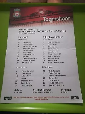 £1.50 • Buy Liverpool V Tottenham Football Teamsheet. Premier LG. Season Ending. 24.5.2009. 