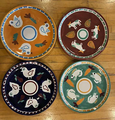 Set Of 4 Vintage Talavera 8  Handmade Plates Artist Signed JMB Lead Free • $19.95