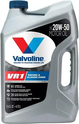 Valvoline VR1 Racing Synthetic SAE 20W-50 High Performance Racing Motor Oil 5 Q • $41.99