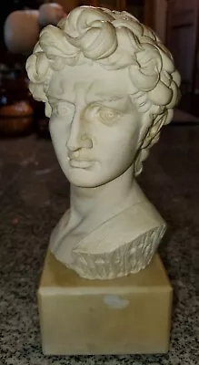 Vintage David Bust Signed Copy 9  White Sculpture On Marble Base • $40