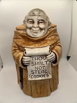 Treasure Craft Monk Cookie Jar Thou Shalt Not Steal Cookies Vintage • $22