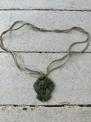Vintage Carved Jade Necklace  • $28