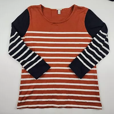 J Crew Top Womens Small 3/4 Sleeve Top Stripes Cotton • $10