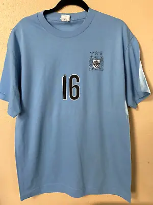 Alstyle Manchester City #16 Kun Aguero Blue T-shirt - Men's Size Large • $9.99