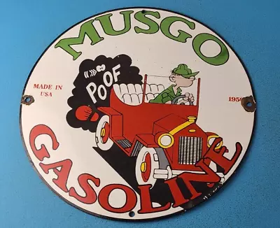 Vintage Musgo Gasoline Porcelain Gas Pump Plate Service Station Sign • $138.47