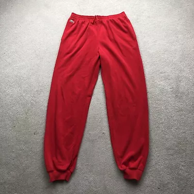 Chemise Lacoste Vintage Men's Cotton Blend Joggers Tracksuit Bottoms Red Size M • £35