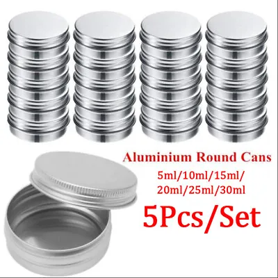 5Pcs Aluminum Mini Round Tin Metal Container Bottles Storage Jar Screw LidsT_MF • $3.23