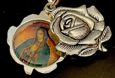 Catholic Our Lady Guadalupe Saint St Jude Colorized Rose Slider Medal Key Ring • $9.99