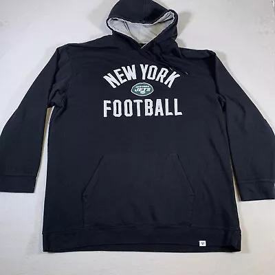 New York Jets Hoodie Mens Fits 2XLT Black NFL Football Pullover Cotton Adult U38 • $14.95