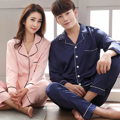 Womens Men Comfort Satin Silk Pajama Sets Sleepwear Homewear Nightwear Homewear • $16.06