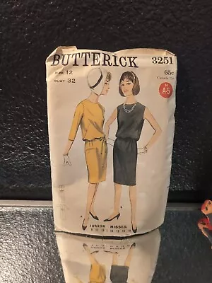 Vintage Butterick 3251 Dress Sewing Pattern Size 12 Uncut • $15