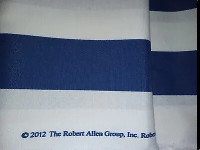 2 Yards Robert Allen Cabana Ttripe Outdoor Fabric Navy & White Stripes • $13.99