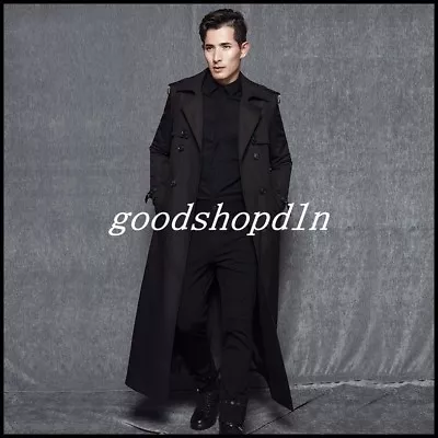 Mens Full Length Long Trench Coat Loose Double Breasted Overcoat Parka Outerwear • $154.71