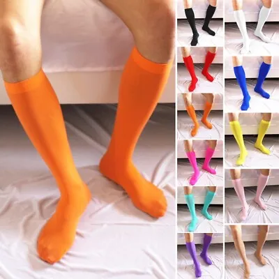 Mens Silk Breathable Long Comfy Socks Soft Stretchy Knee High Hosiery Stockings • $7.64