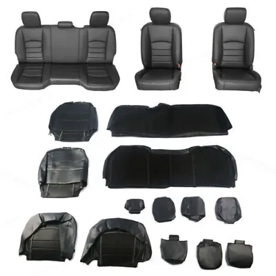 Pu Leather Seat Covers Kit Fits 2013-18 Dodge Ram Crew Cab Black 1500 2500 3500 • $148.40