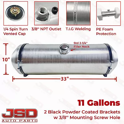 ▶10x33 Round Fuel Tank Cell 11 Gallon Center Fill 3/8 NPT Aluminum Spun Gas Tank • $149.70