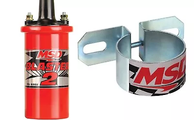 MSD Ignition Coil Blaster 2 Red 100:1 Turns Ratio + 2.25  Canister Style Bracket • $89.90