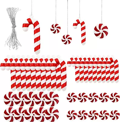 40Pcs Candy Cane Christmas Hanging Ornaments Candy Lollipop Christmas Tree Deco • $14.99