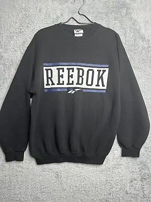 VTG Reebok Men's Classic Box Logo Pullover Sweatshirt Black • M • $25.77