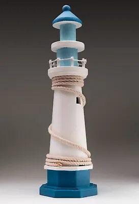 Wooden Lighthouse Model Ornament Nautical Seaside Bathroom Decor 36.5cm Tall • £24.60