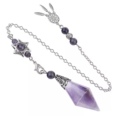 Crystal Point Prism Pendulum With Dream Catcher And Merkaba Star For Dowsing • $15.99