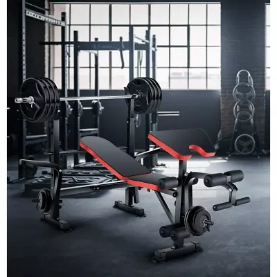 600lbs 6 In 1 Foldable Adjustable Olympic Weight Bench Set For Full-Body Workout • $159.99