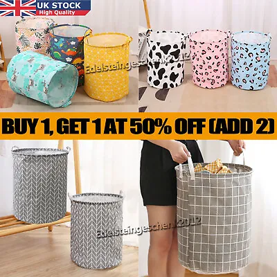Washing Dirty Clothes Laundry Basket Canvas Baby Toy Hamper Bin Storage Bag Big • £3.70