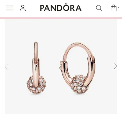 $79 • Buy Pandora Pave Bead Hoop Earrings 288294CZ Rose Gold