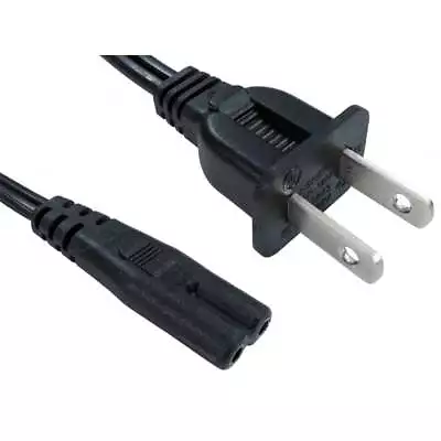 £3.99 • Buy 2m US USA American Figure Of 8 Mains Power Cable C7 2 Pin AC Lead Fig Eight Plug