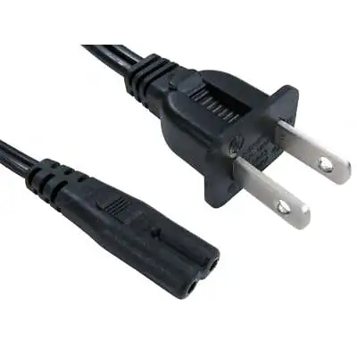 2m US USA American Figure Of 8 Mains Power Cable C7 2 Pin AC Lead Fig Eight Plug • £4.99