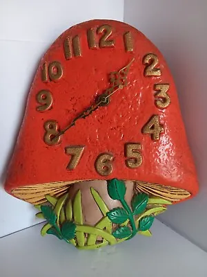 VTG  Merry Mushroom Ceramic Wall Clock *Working • $39.99