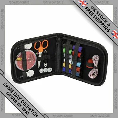 Portable Travel Small Home Sewing Kit Case Thimble Needle Thread Scissor Set Uk • £3.49