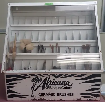 VTG 'Africana' Paint Brush Store Advert Display Case W/96 Brushes/Painting Tools • $199.99