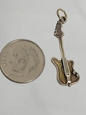 Vtg .925 Sterling Silver Electric Guitar 3D Bracelet Charm 1.8g Estate Music • $14.95