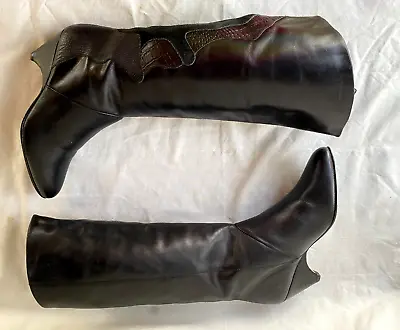 VTG 80s..COURTENAY..BLACK..LEATHER..KNEE HIGH..PIRATE..BOOTS..WOMEN 7 • $59