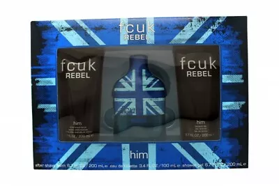 Fcuk Rebel For Him Gift Set 100ml Edt + 200ml Shower Gel + 200ml Aftershave Balm • £18.43