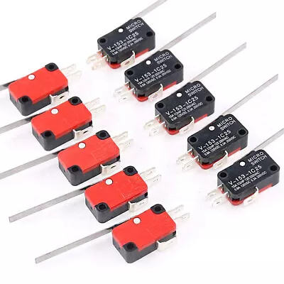 10x V-153-1C25 Limit Micro Switch Long Lever Roller Momentary SPDT Snap Action • $12.99