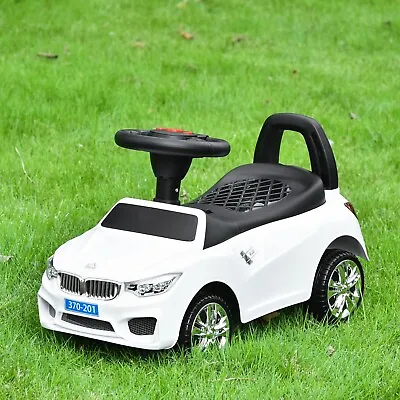 Car Slider Ride On Car Baby Toddler Walker Foot To Floor Sliding White Homcom • £36.94