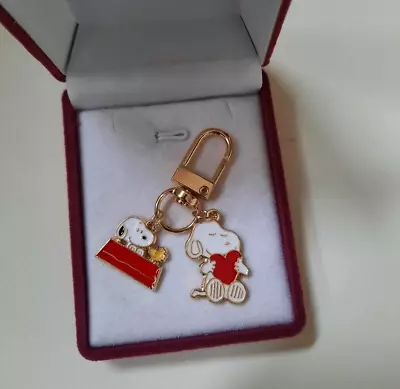£9.59 • Buy Double Snoopy Keychain Woodstock Peanuts Heart Enamel Keyring Accessories Gifts