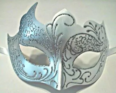 Silver White Venetian Mask Masquerade Mardi Gras Unique • $11.99