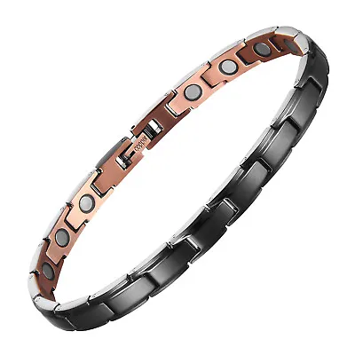Thin Black Pure Copper Magnetic Bracelet Women Men Balance Energy Christmas Gift • $31.69