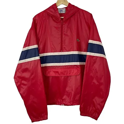 Vintage Red Lacoste Izod Half Zip Pullover Cagoule Windbreaker Jacket Large L • £75