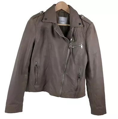 Mango (MNG) Genuine Leather Jacket Size S Taupe Color • $39.99