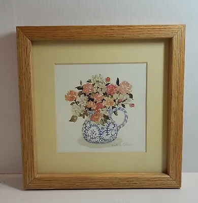 Flowers And Water Pitcher 8 3/4 Matted Framed C. Winterle Olson Art Print • $39.98